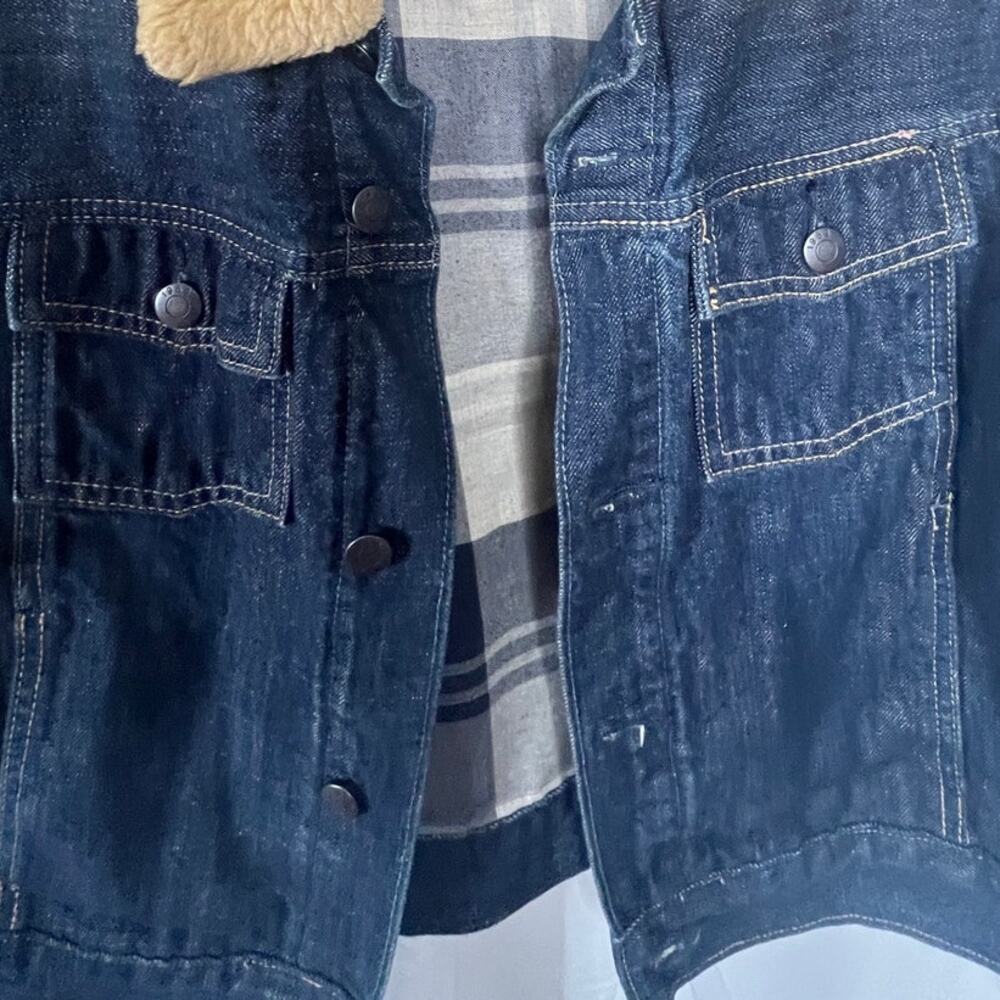 Gap Kids Unisex Denim Jacket with Sherpa Lined Collar XXL - Picture 6 of 11